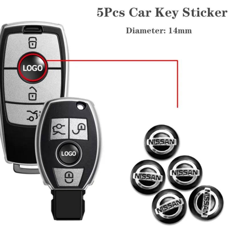 5Pcs 14mm Car Styling Key Remote Logo Stickers For Nissan Juke Almera X-trail Versa Sentra Rogue Murano Sylphy Leaf Teana GTR NX fsvr4