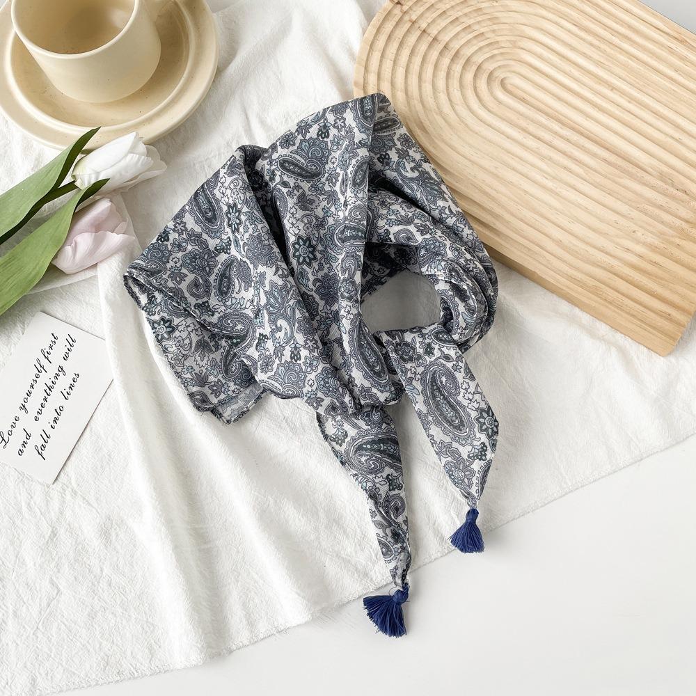 58 * 58 см Four Seasons Available New Fresh Baotou Towel Cashew Ароматный цвет Контрастный дышащий солнцезащитный шелковый шарф Легкий треугольный шарф