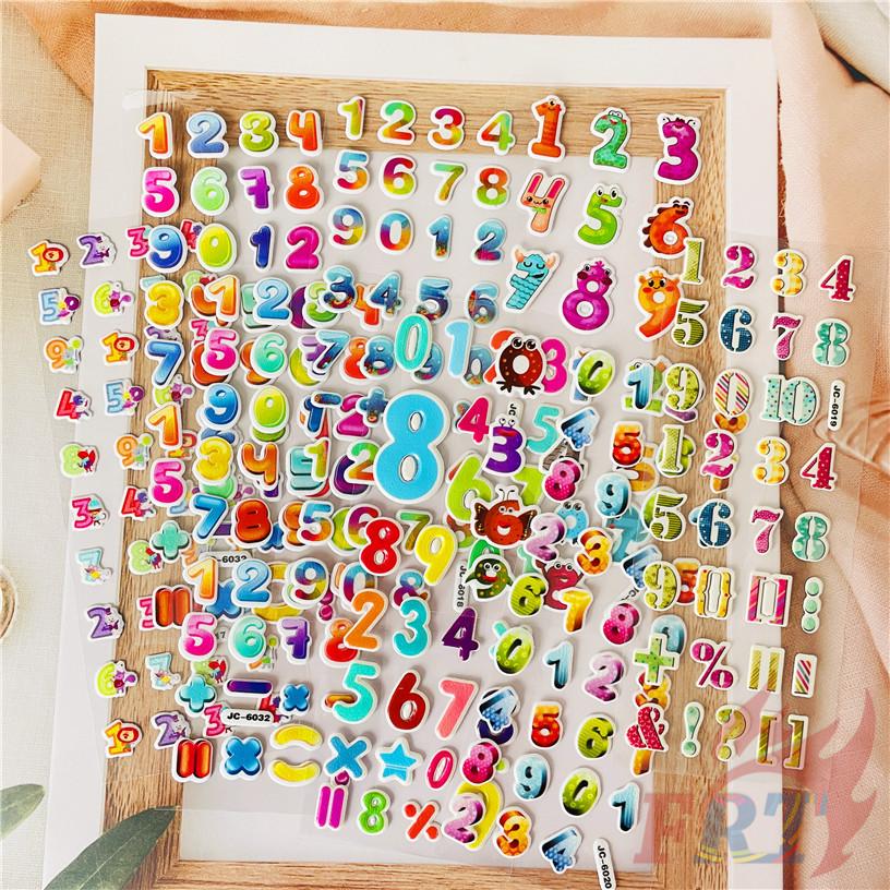 8Sheets/set Cartoon Numbers Rewards Sticker Puffy Bubble Toys Stickers