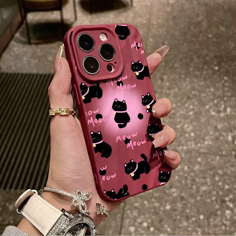 Поверхность морщин и неровностей чехол для мобильного телефона милый кот напечатан защитный матовый чехол TPU мягкий силиконовый чехол