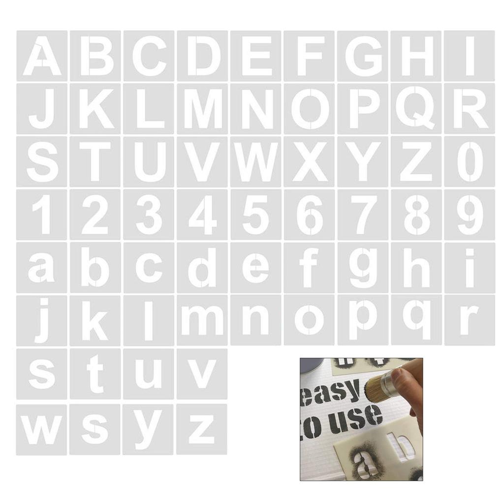 60 шт. трафаретов для букв и цифр, шаблоны для рисования, многоразовые трафареты из ПЭТ для рисования на бумаге, дереве, металле, ткани, стене