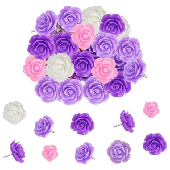 40 шт. розовые кнопки-гвоздики, милые в форме цветка, надежные, яркий дизайн, декоративные канцелярские кнопки