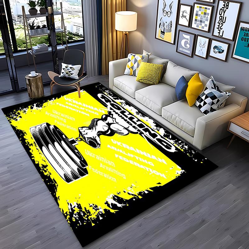 Ковры с 3D-печатью на тему GYM для дома, гостиной, детской спальни, дивана, придверный коврик, кухонные напольные коврики, противоскользящий декор