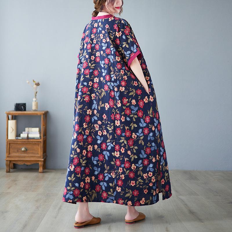 Летнее хлопковое льняное платье свободного покроя в стиле ретро с V-образным вырезом и короткими рукавами, утягивающее средней длины для женщин, платья