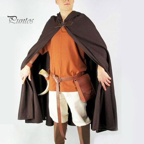 Плащ на Хэллоуин, шаль с капюшоном, стильный дизайн, накидка с пряжкой, однотонный длинный халат в средневековом стиле, костюм для косплея