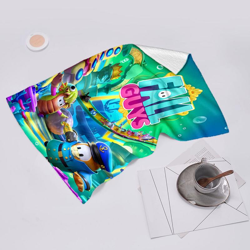 proof beach towel with Fall Guys game pattern - soft,absorbent,quick-drying,machine washable - perfect for swimming,camping,bathing