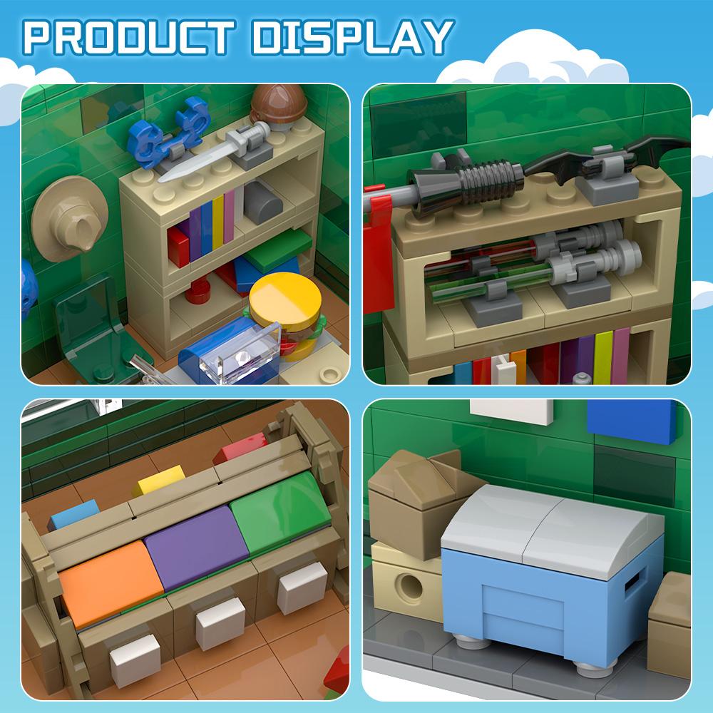 Gobricks MOC Симпсоновский Спрингфилд Магазин Бейсбольных Карточек Модульные Кирпичики Модель Магазин Бейсбольных Карточек Модульные Строительные Блоки Игрушки Подарок