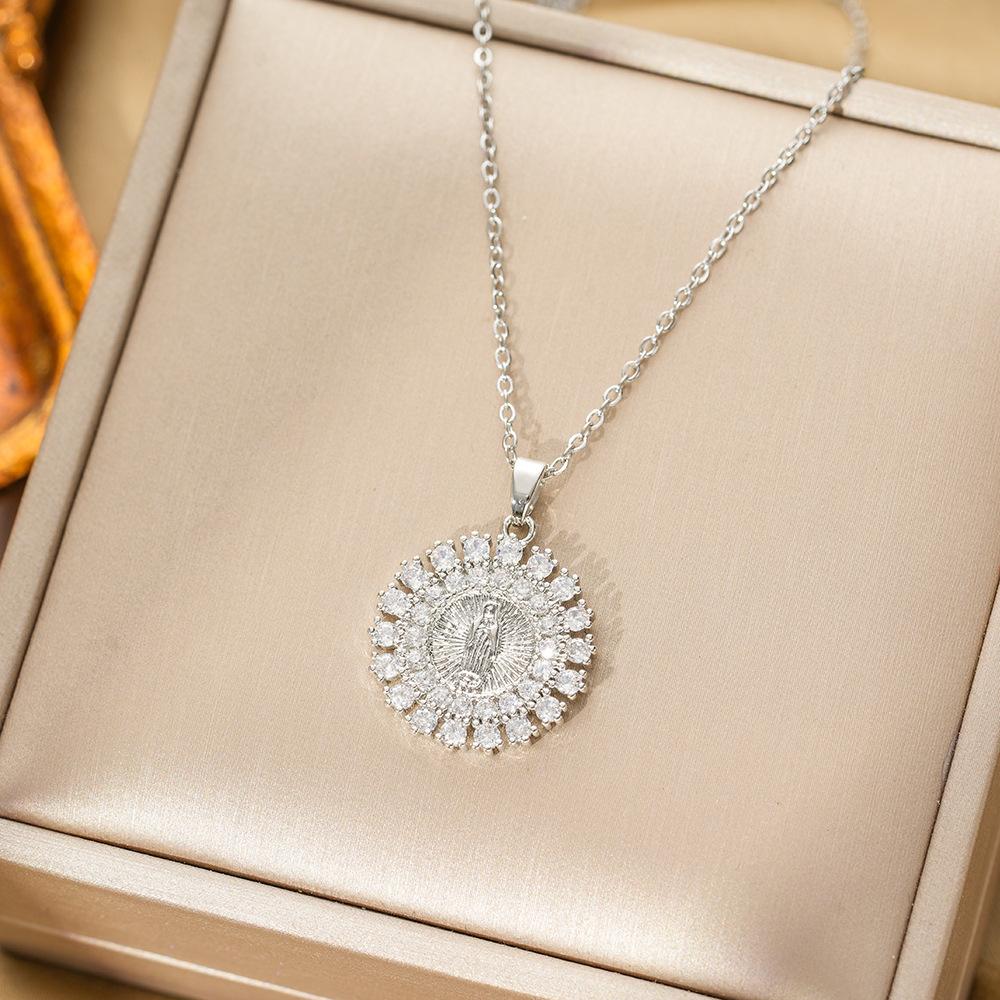 Медный микро-оправа циркон цветной кулон Дева Мария женское ожерелье кулон кулон аксессуары