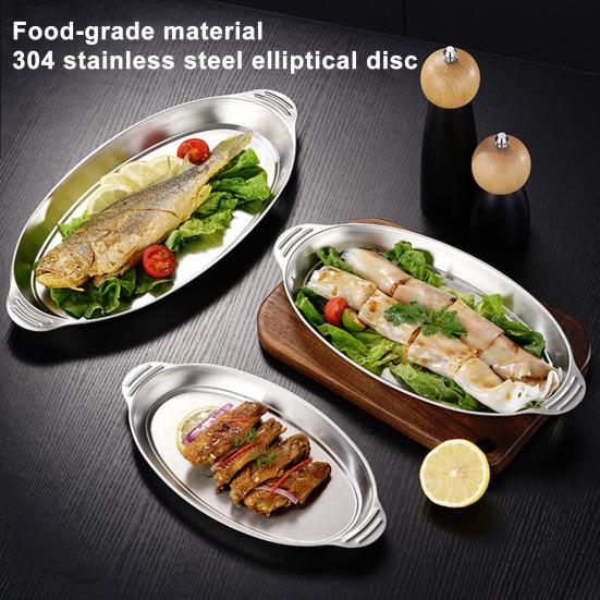 Стальной противень для запекания с ручками Овальная сковорода для жарки рыбы Многофункциональная