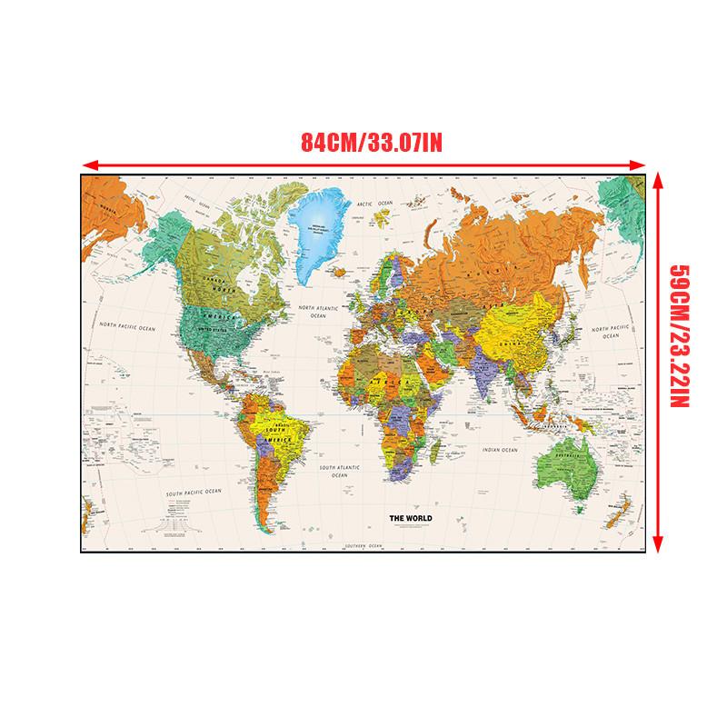 Карта мира Нетканый холст без запаха Картина Вид с воздуха Настенное искусство Постер Картина Домашний офис Винтажное украшение