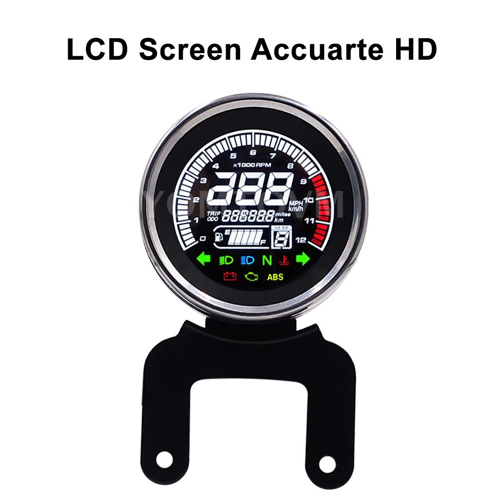 Motorcycle LCD Digital Speedometer Tachometer Speed Gauge Oil Level Meter Universal For Honda Ymaha Suzuki Harley DC12V