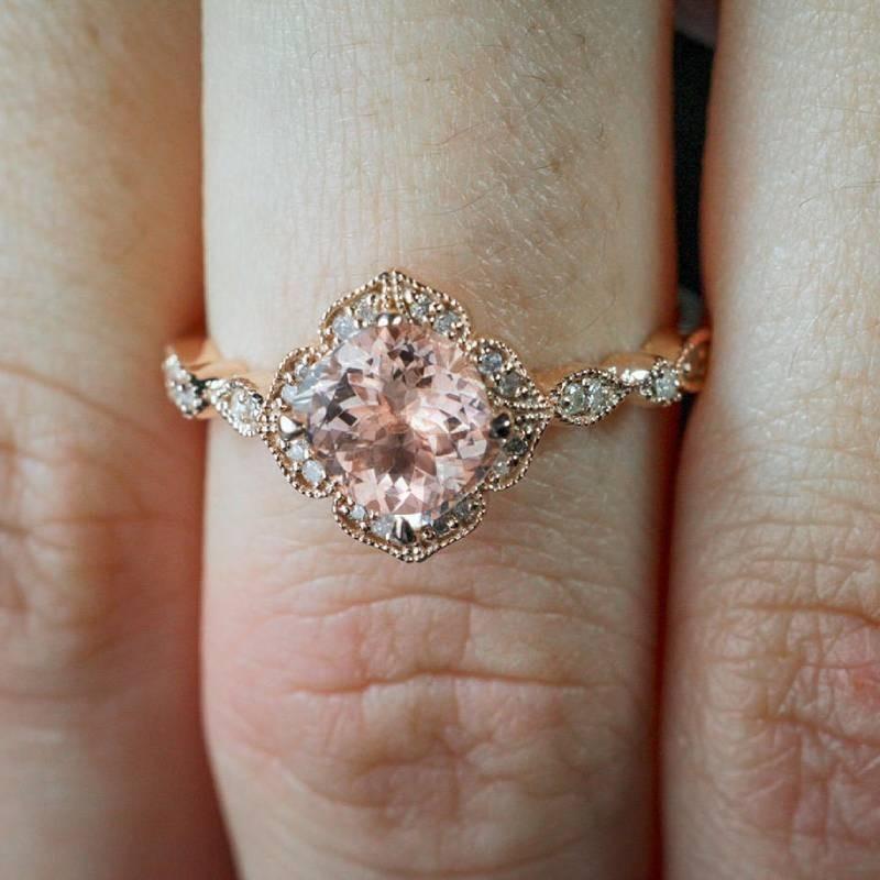 Stunning Pink Zirconia Micro Pave Princess Engagement Ring 18k Rose Gold Plated