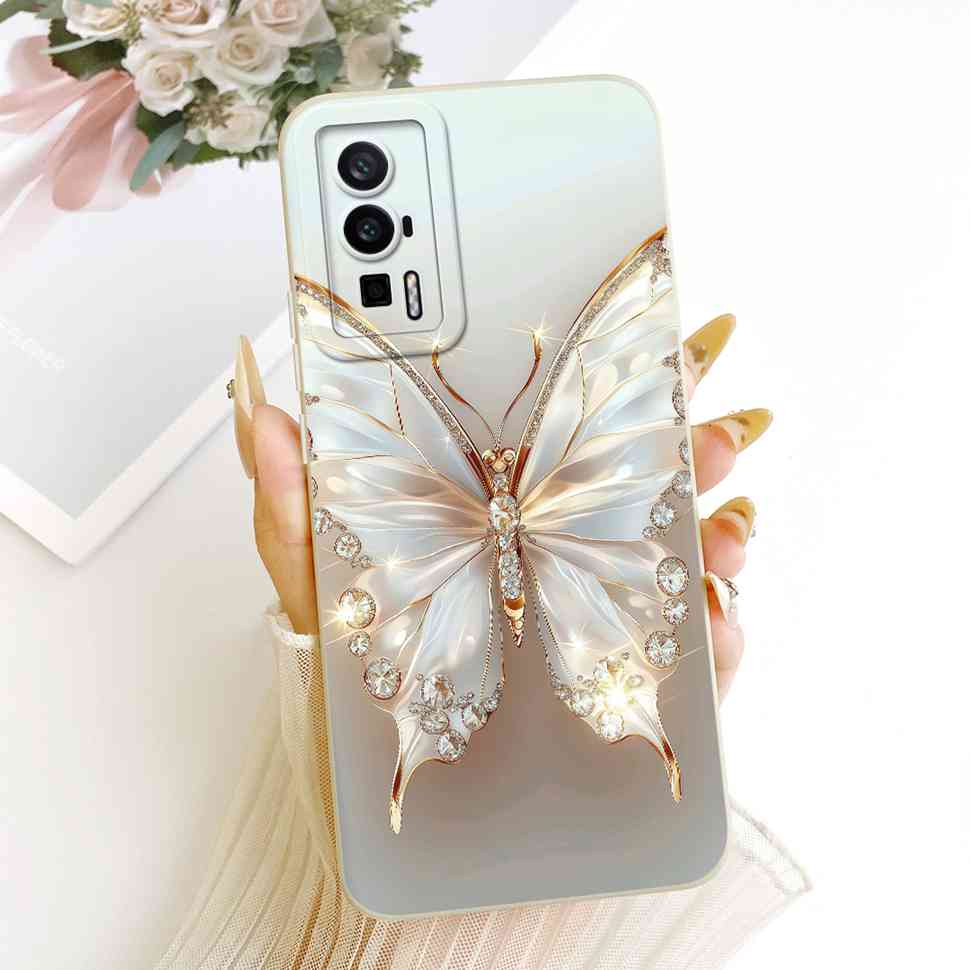 Simple Design For Redmi K60 5G Case Cat Butterfly Silicone Back Cover For Redmi k60 K60 Pro 5G 22127RK46C Phone Cases Bumper