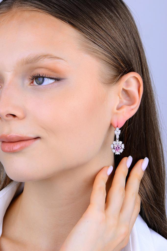 Серьги в форме сердца из стерлингового серебра 925 карат с рубином для женщин, серьги в форме сердца с рубином и цирконием для женщин, турецкие ювелирные изделия ручной работы