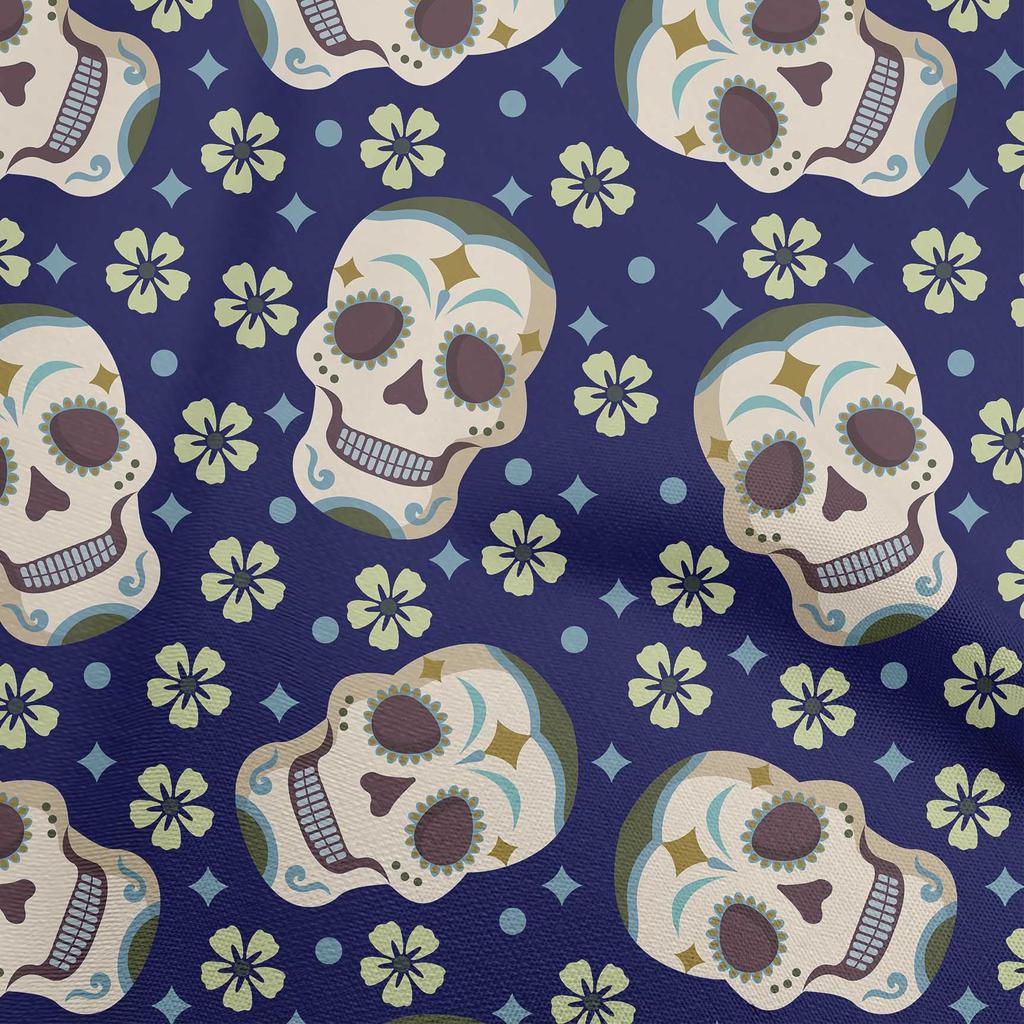 oneOone Georgette Viscose Black Fabric Skull Dress Material Fabric Print Fabric By The Yard 42 Inch