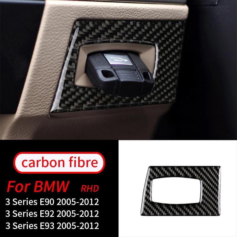 Для BMW E90 E92 E93 3 серии 2005-2012 настоящее углеродное волокно интерьер автомобиля переключатель зажигания наклейка для ключа наклейка Защитный декор
