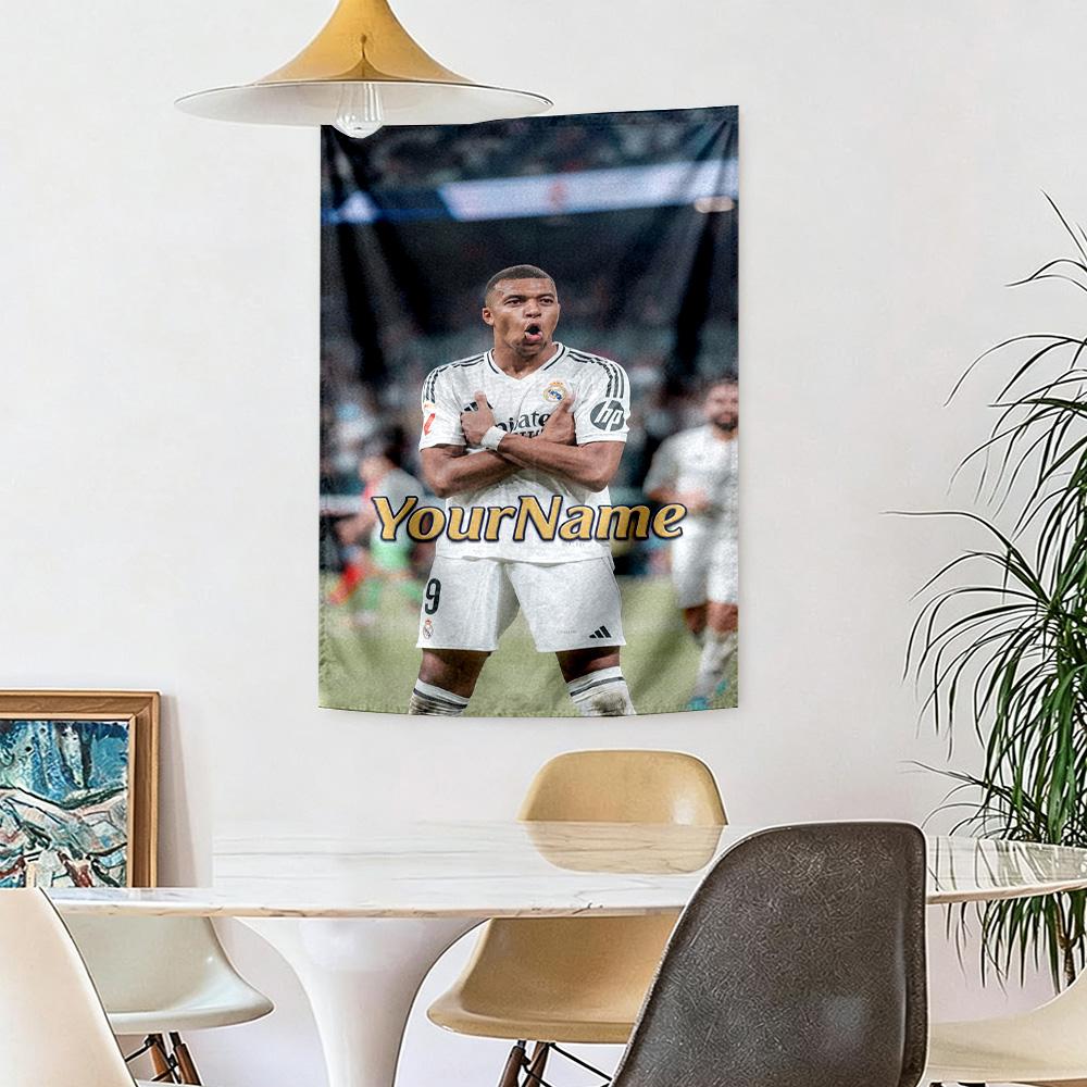 Mbappe Custom Your Name Wall Decor Tapestry Art For Pet Memorial Birthdaywedding Party Backdrop Family Gift