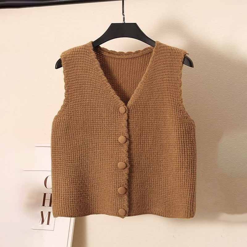 Women's Autumn and Winter Vest Ladies' Woolen Small Vest Layering Sweater Outer Wear Knitted Vest for Women Winter Outer Wear