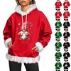 Women's Christmas Casual Fleece-Lined Hoodie With Long Sleeves And Pockets Sweatshirt Top