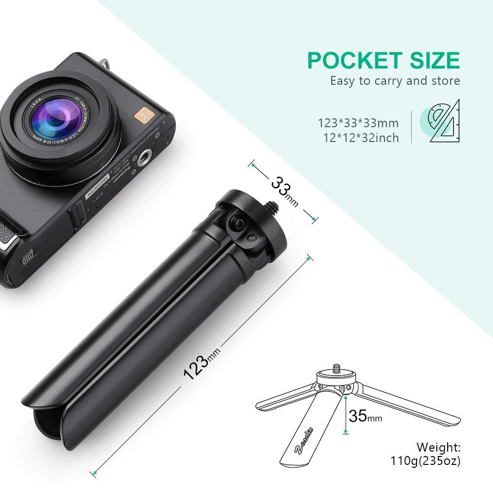 Zeadio Metal Mini 20kg Load Desktop Pocket Compact Tripod for Crane Crane Osmo Vimble Gimble Handle Grip and All Cameras Tripod, Capacity, Smooth4,