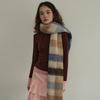 Wool Neutral Retro Blue Plaid Scarf Women's Winter Atmosphere Soft Waxy Wool Scarf