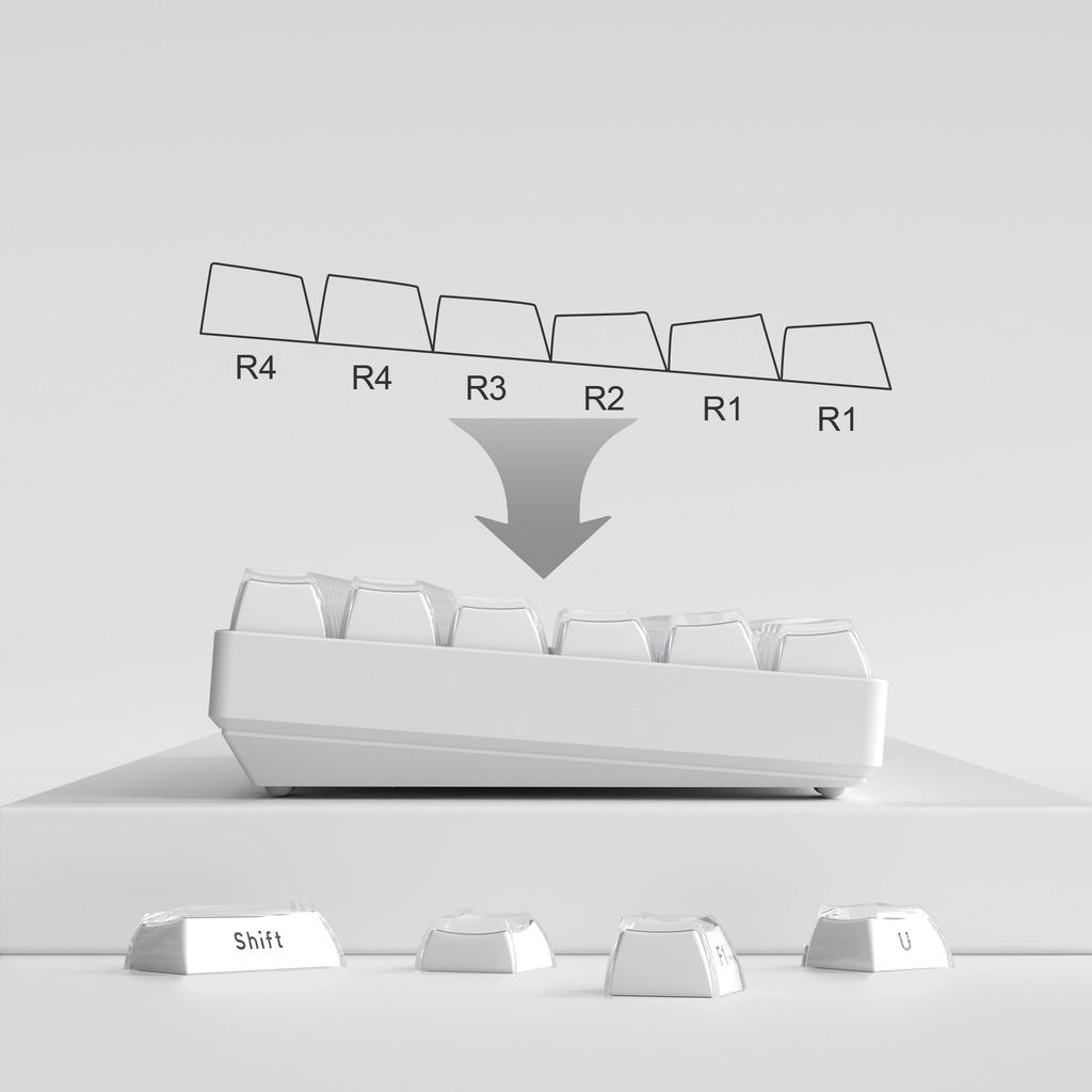 113-Key Crystal Clear Keycaps with Letter Side Engraving, OEM Profile, 113-Key Custom for 6168848798100 Cherry Gateron MX Switch Mechanical