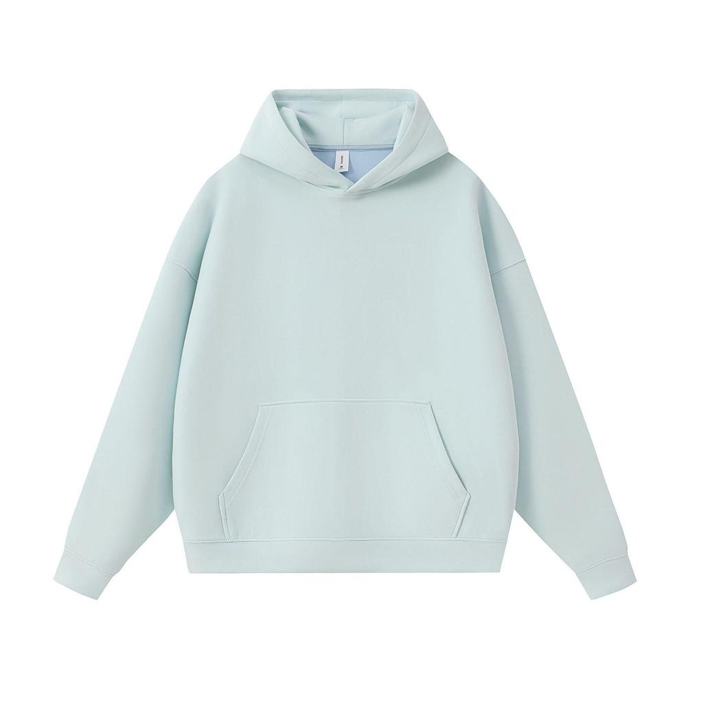 400g Heavyweight Five-Thread Liquid Cotton Solid Color Pullover Hoodie with Loose Drop Shoulders
