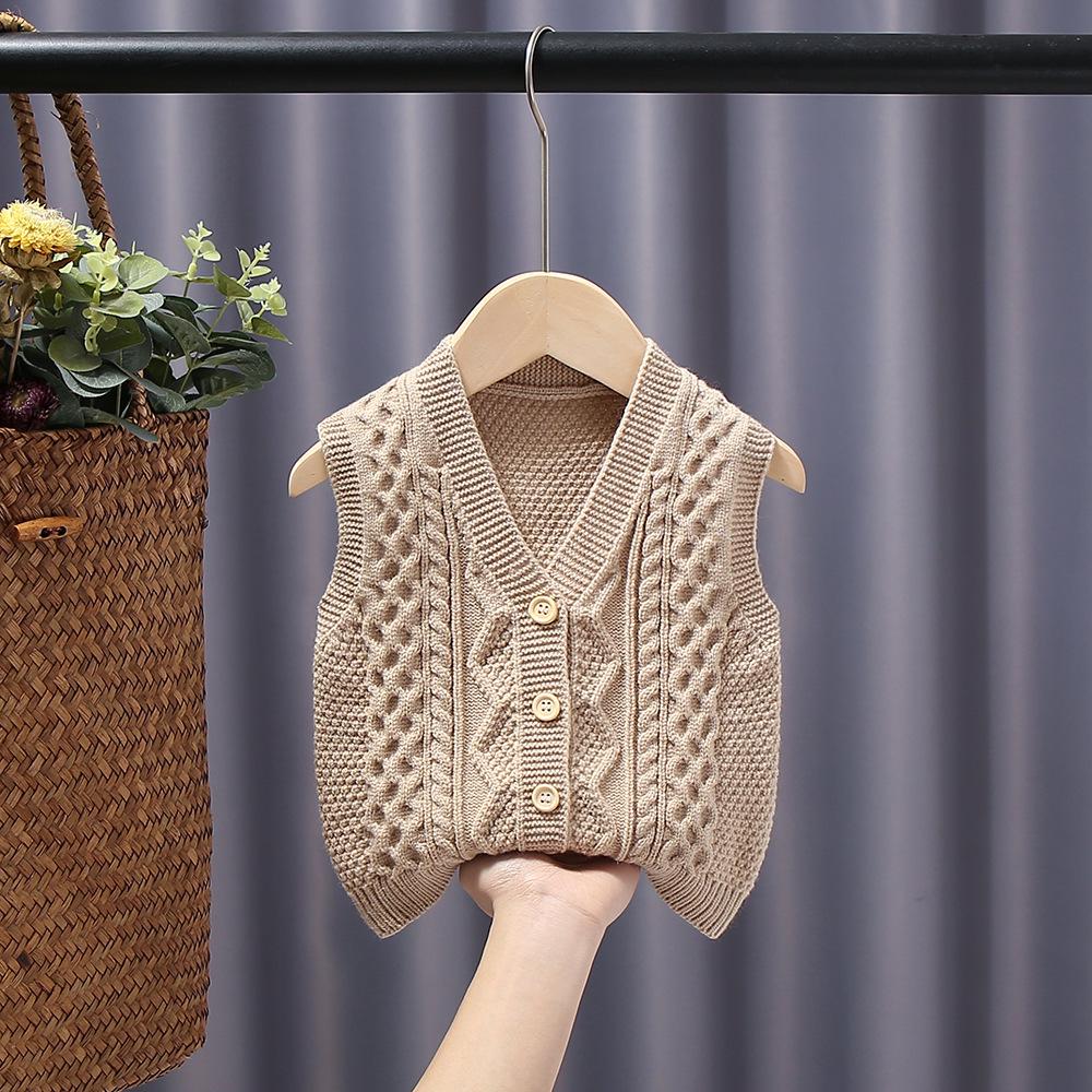 Men's Baby Wool Knit Cardigan & Girls' Solid V-Neck Sweater Vest