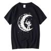 Men's High Quality 100%  Moon Print Casual Summer Cool Short Sleeve Men Tshirt Loose T-shirt Male Tee Shirts Male Tee Tops