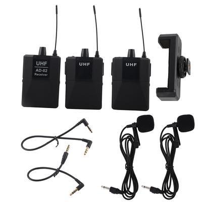 16-канальный беспроводной петличный микрофон UHF 1 из 2 для зеркальной камеры, съемки телефонных интервью
