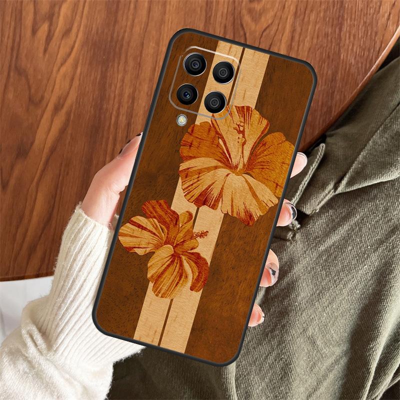 Beach Hawaiian Faux Koa Wood Case For Samsung Galaxy M14 M34 M54 M12 M32 M52 M15 M11 M13 M06 M16 M36 M56 M31 M53 M35 M55