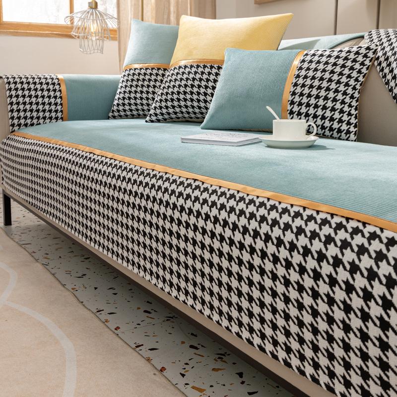 New Style Sofa Cushion Winter Plush Simple Modern Anti-slip Cushion Leather Sofa Cover Four-season Universal Cover Towel Thickening