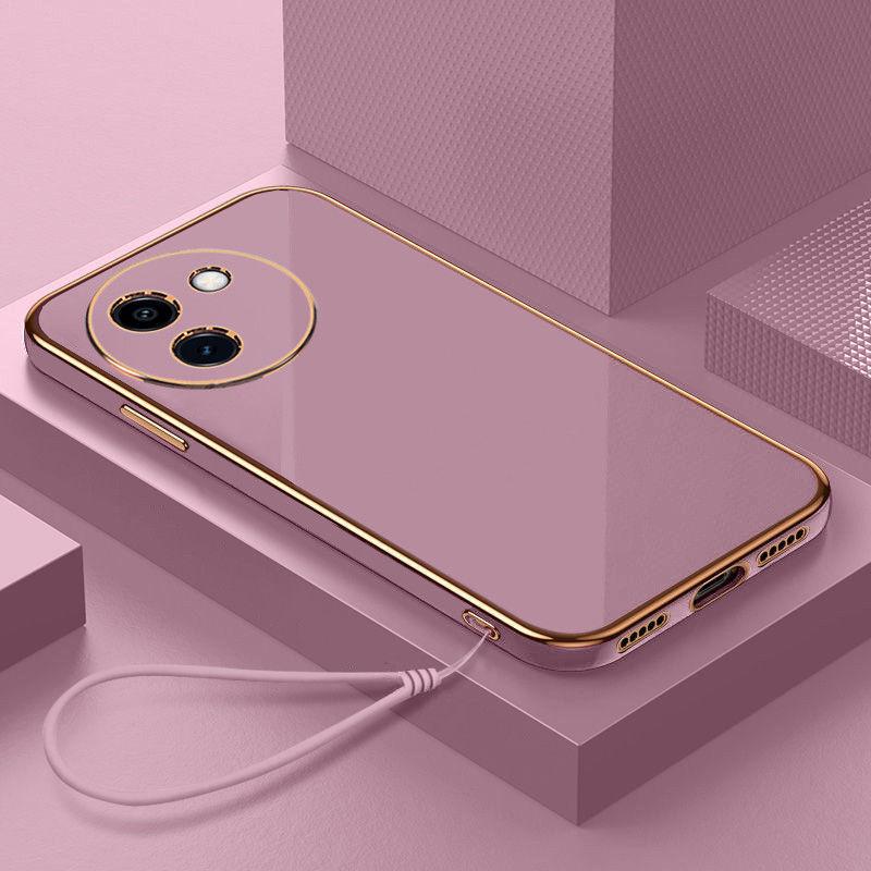 Чехол для Vivo Y200i Чехол для телефона Vivo Y200i Прямой край Гальваническое покрытие Ударопрочный Силиконовый Мягкий Чехол