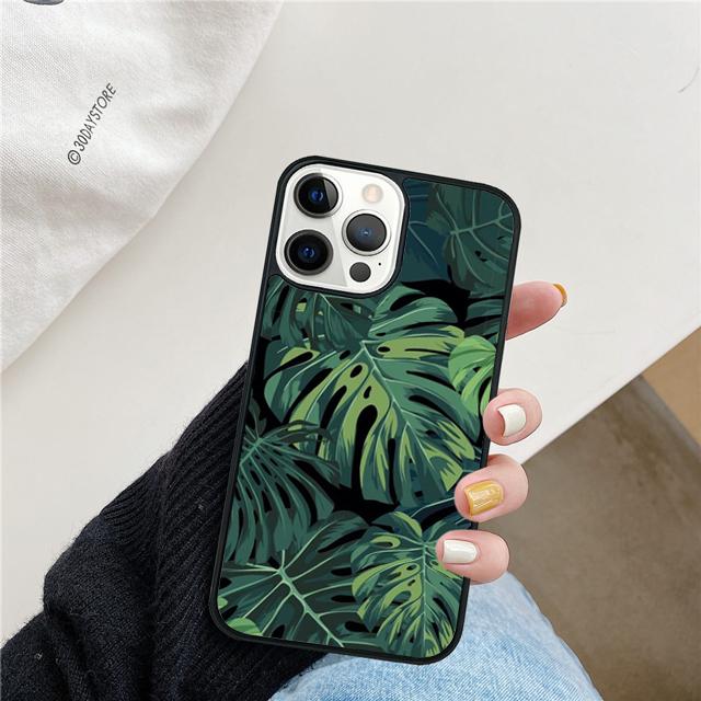 Monstera Flower Tropical Green Leaves Phone Case Cover for iPhone 17 Air 16 15 14 13 11 12 Pro Max PlusS Coque