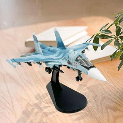 Модель самолета SU35 из литого металла в масштабе 1/100, Реалистичный истребитель из металлического сплава для офиса