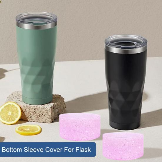 Блестящий силиконовый чехол для бутылки с водой, нескользящая изоляционная защита дна чашки, защита от ожогов