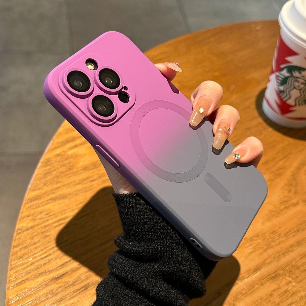 Роскошный мягкий силиконовый чехол с градиентным узором для iPhone 15 14 13 11 12 Pro Max Plus Magsafe, противоударный чехол с магнитной беспроводной зарядкой