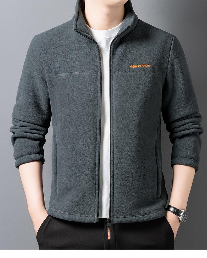 Woodpecker Men's Winter Polar Fleece Stand Collar Hoodie Double-Sided Berber Fleece Shell Jacket