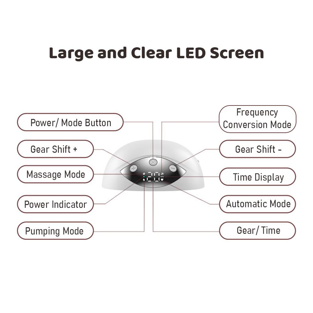 Переносной молокоотсос Электрический молокоотсос без помощи рук для грудного вскармливания 4 режима 12 Низкий уровень всасывания