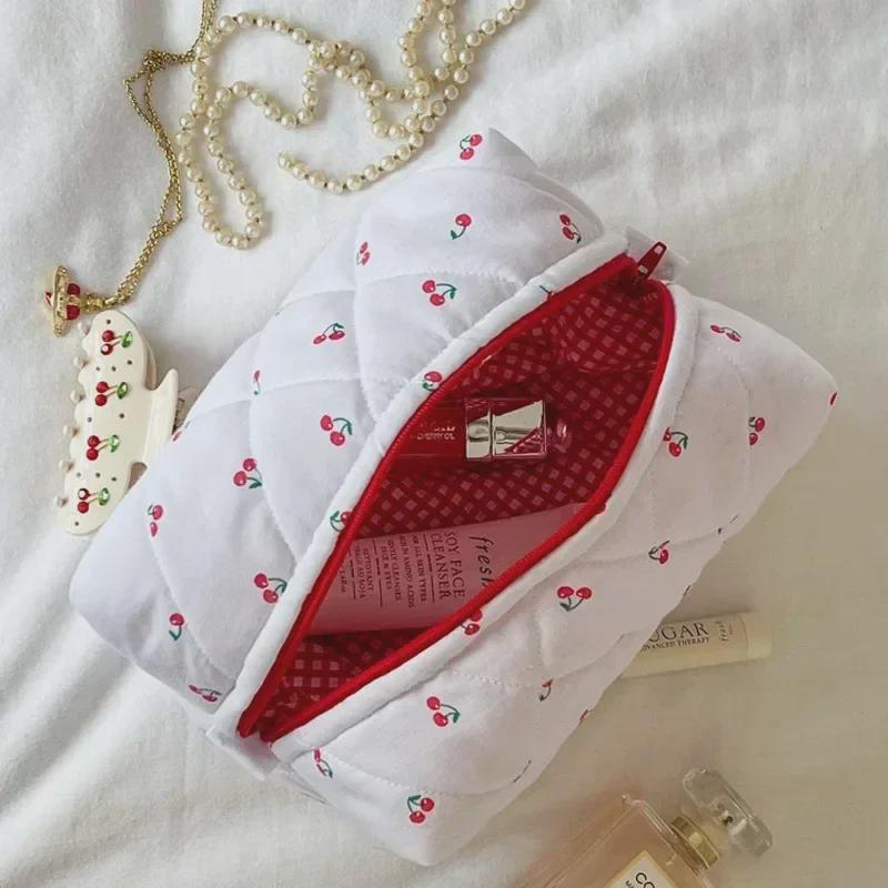 Дорожная косметичка с узором в виде японской вишни - Мягкая хлопковая косметичка для хранения