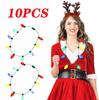 10PCS Party Glow Necklace 9 Lights LED Glow Christmas Bulb Necklace Party Favors Flash Bulb Necklace Glow-in-the-Dark Props