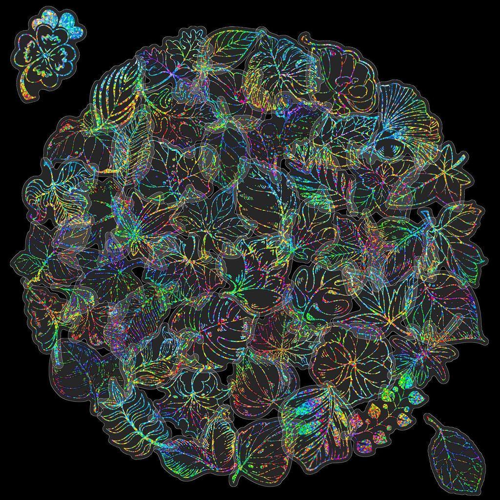 50 Laser Leaves Stickers Shrimp Skin New Product Stream Stickers Retro Guka Laser Stickers