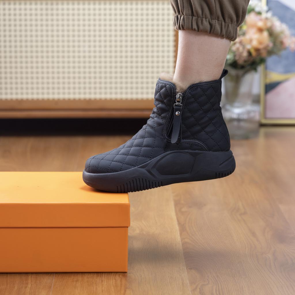 Женские новые зимние меховые интегрированные сноубутсы, бархатные хлопковые ботинки на толстой подошве, теплая хлопковая обувь «хлебцы»
