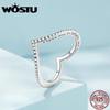 925 Sterling Silver Heart Ring 14K Gold Plated Sparkling Wishbone 'V' Ring for Women with Cubic Zirconia