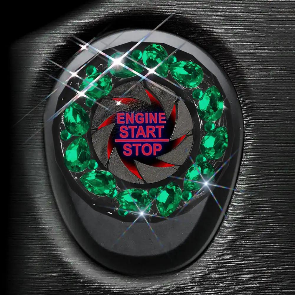 Вращающаяся хрустальная кнопка запуска и остановки двигателя автомобиля, крышка переключателя зажигания, защитный колпачок, декоративная наклейка