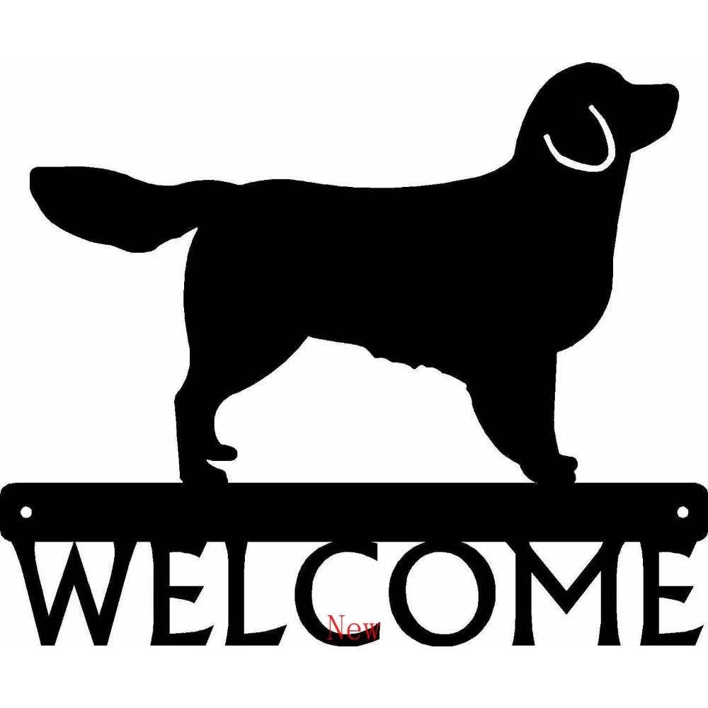 1pc Room Decor Vintage Home Decor Promotion Golden Retriever Dog Welcome Sign Home Decoration Accessories On The Wall