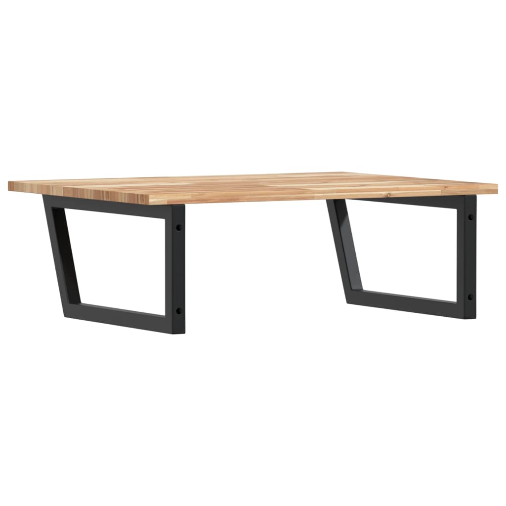 Wall Mounted Washbasin Shelf Steel and Acacia Wood
