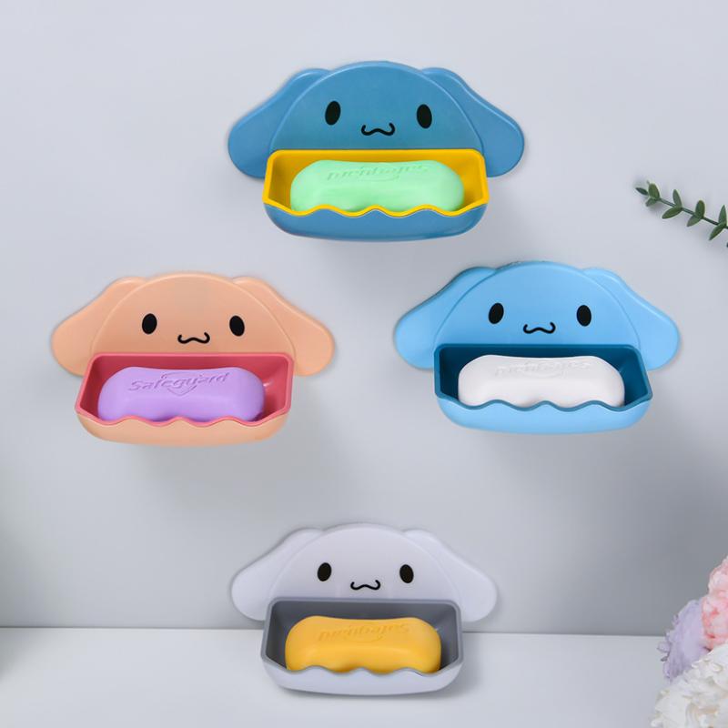 Мультяшная мыльница в форме кита Sanrio, настенная, двухъярусная полка для хранения, для организации ванной комнаты, раковины, столешницы