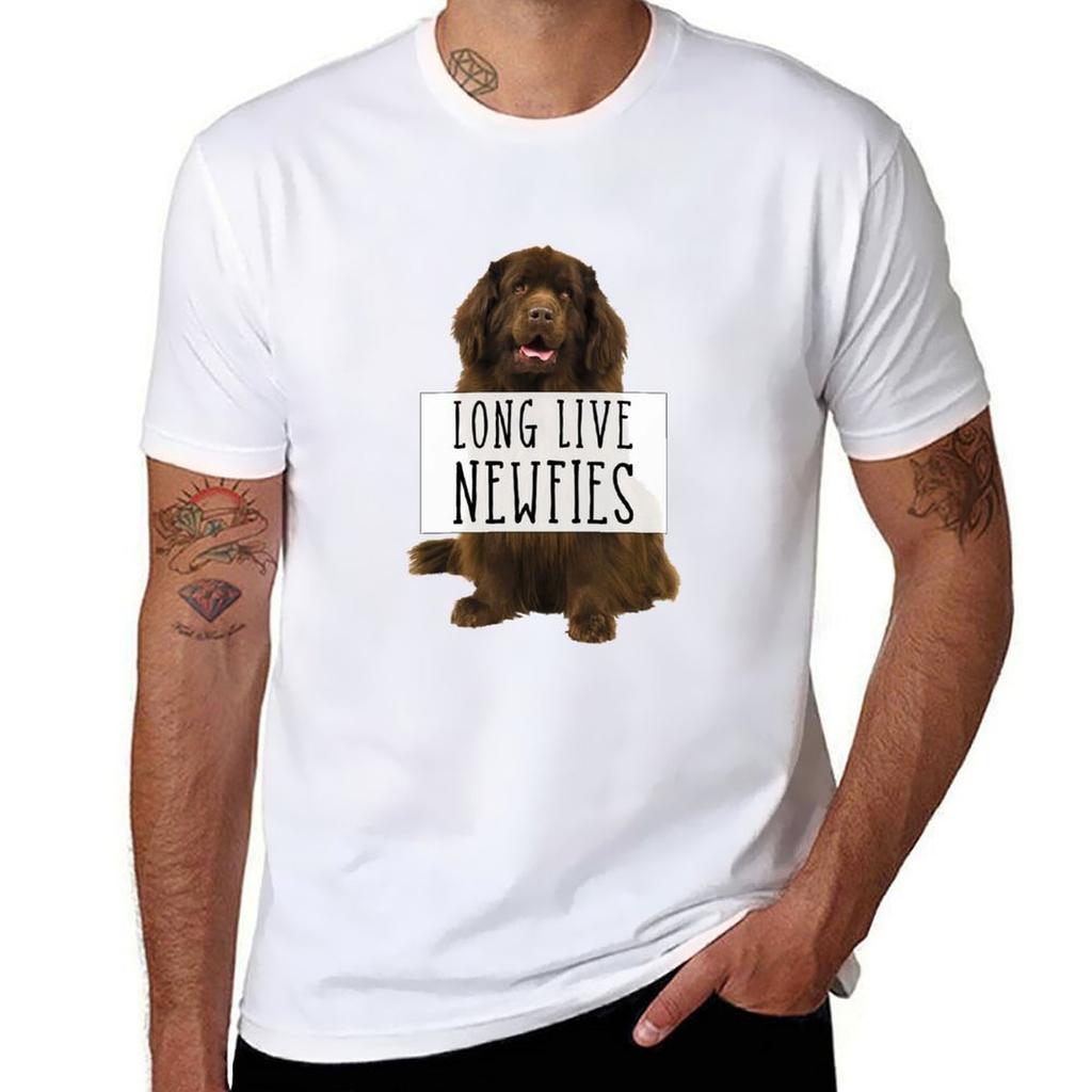 Long Live Newfies With Sign TShirt Trendy Casual Short Sleeve Shirt