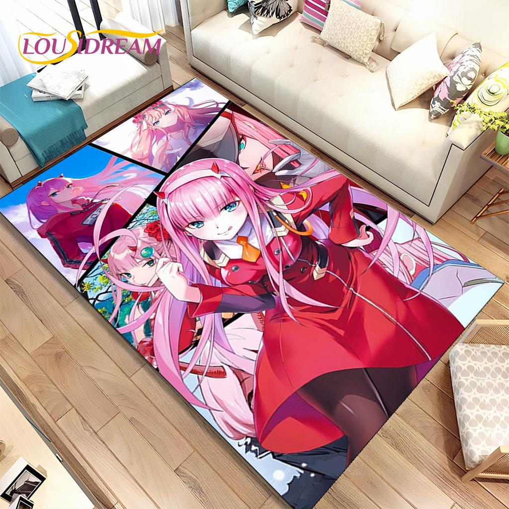 Аниме Zero Two DARLING In The FRANXX Коврик, Коврик для гостиной, спальни, дивана, коврик для двери, детский нескользящий напольный коврик